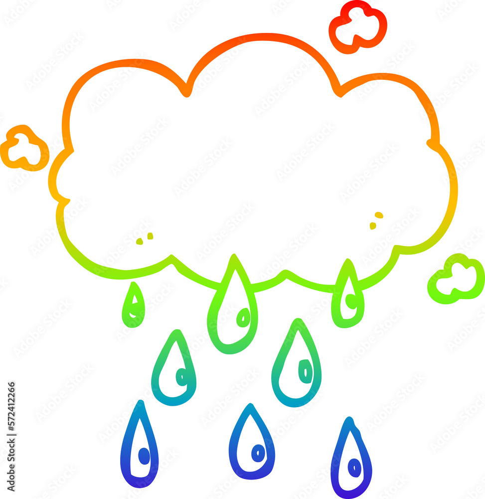 rainbow gradient line drawing cartoon cloud raining rainbow gradient line drawing cartoon cloud raining