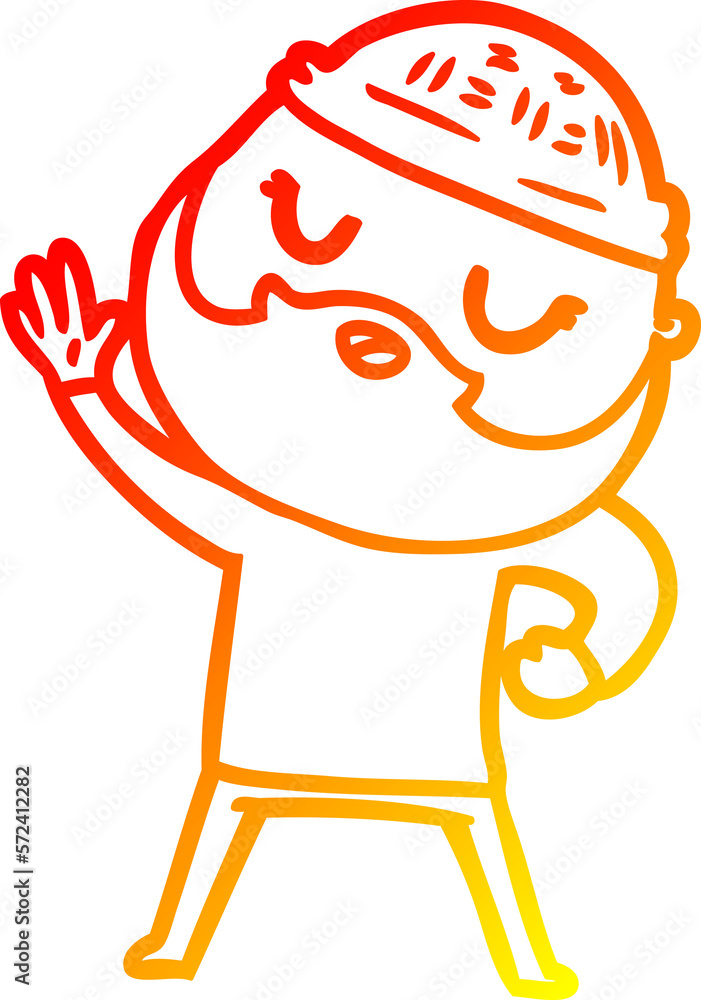 warm gradient line drawing cartoon man with beard warm gradient line drawing cartoon man with beard