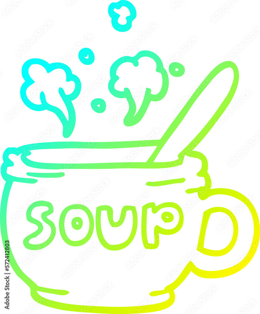 Naklejka premium cold gradient line drawing cartoon of hot soup