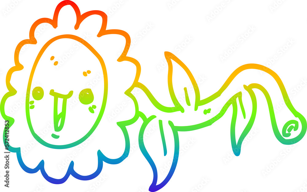 rainbow gradient line drawing cartoon flower rainbow gradient line drawing cartoon flower