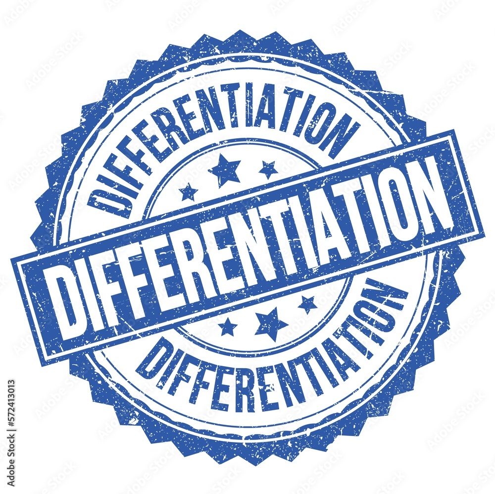 DIFFERENTIATION text on blue round stamp sign