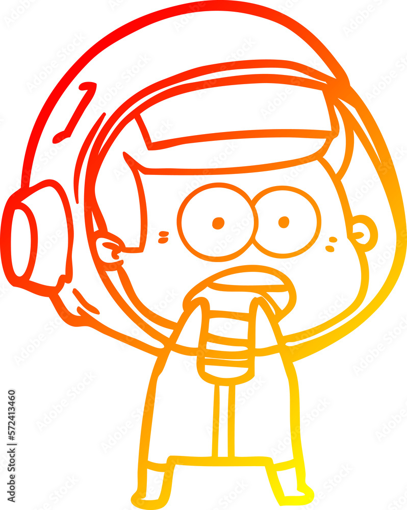 warm gradient line drawing cartoon surprised astronaut warm gradient line drawing cartoon surprised astronaut