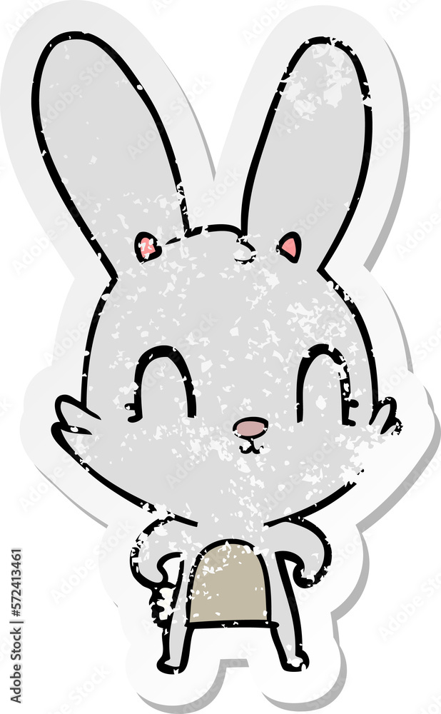 distressed sticker of a cute cartoon rabbit distressed sticker of a cute cartoon rabbit