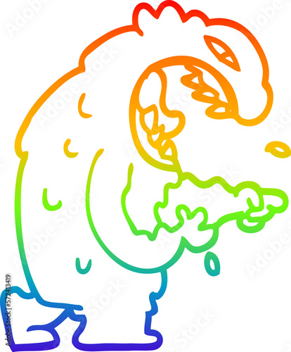 rainbow gradient line drawing cartoon halloween monster