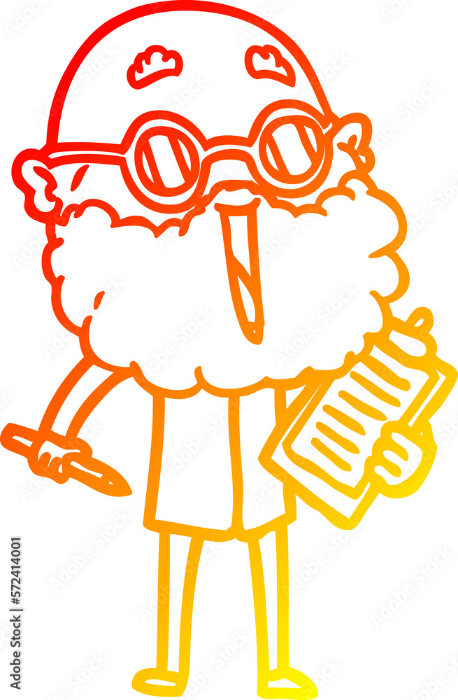 warm gradient line drawing cartoon joyful man with beard warm gradient line drawing cartoon joyful man with beard