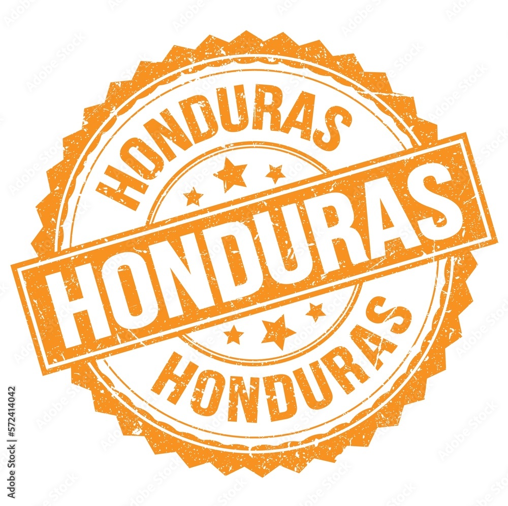 HONDURAS text on orange round stamp sign