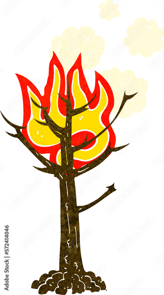 Fototapeta premium cartoon burning tree