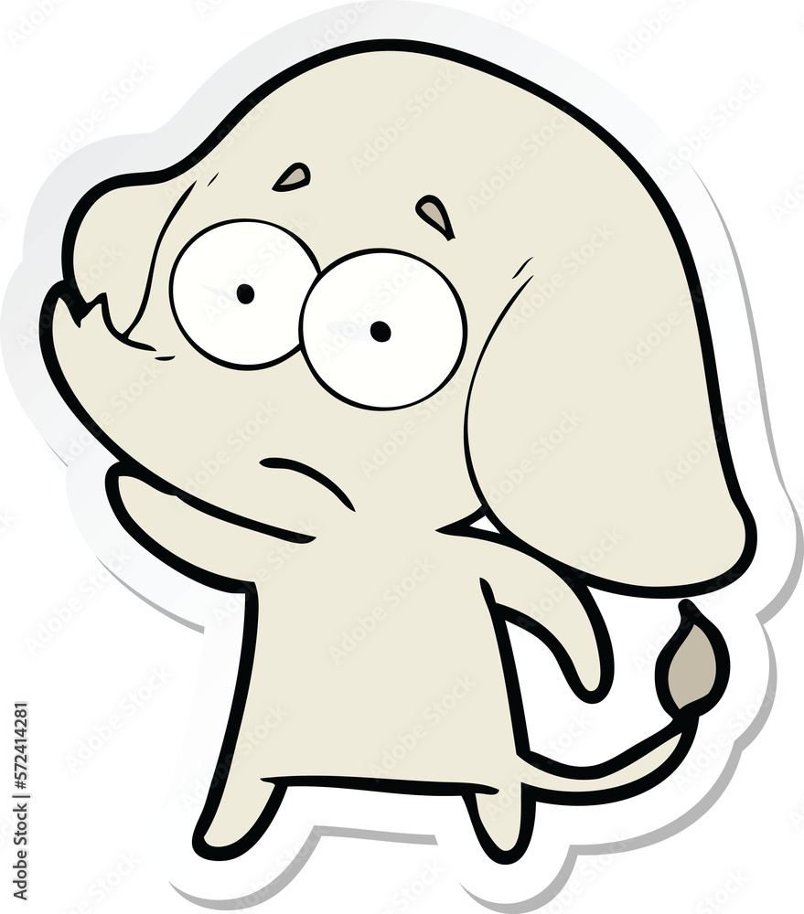 sticker of a cartoon unsure elephant sticker of a cartoon unsure elephant