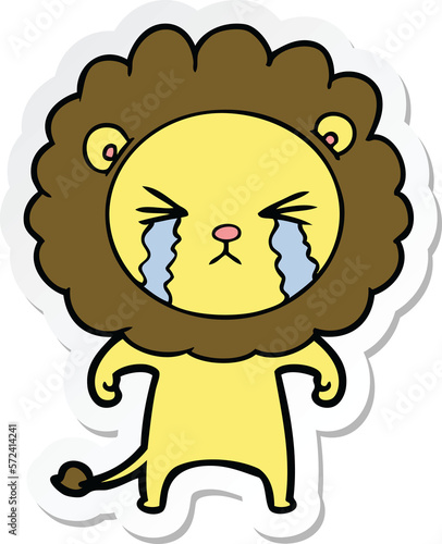 Fototapeta Naklejka Na Ścianę i Meble -  sticker of a cartoon crying lion