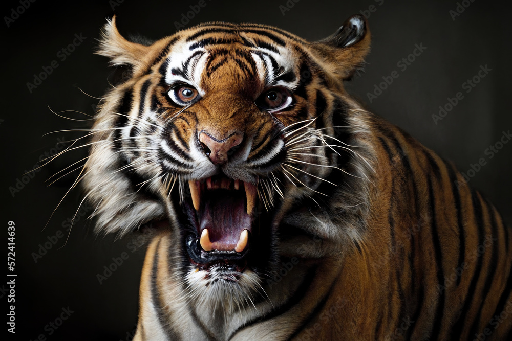 Fierce tiger growling — Generative AI