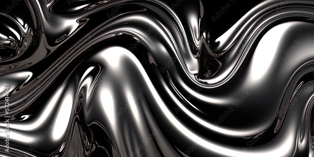 Chromed texture liquid background, metal texture chromed