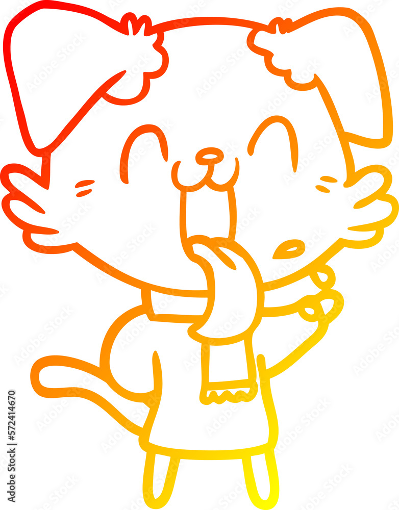 warm gradient line drawing cartoon panting dog warm gradient line drawing cartoon panting dog