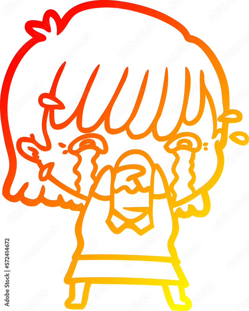 warm gradient line drawing cartoon girl crying warm gradient line drawing cartoon girl crying