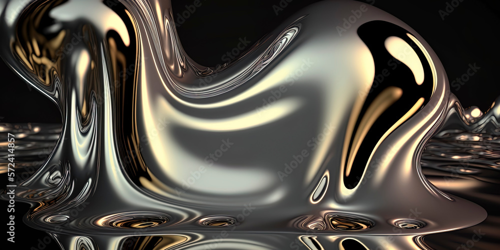 Chromed texture liquid background, metal texture chromed