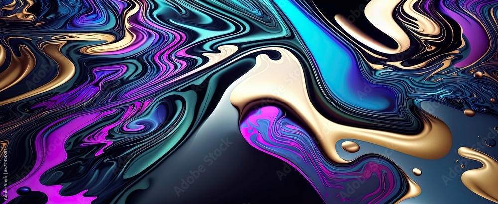 Naklejka premium Holographic wavy background, Generative AI