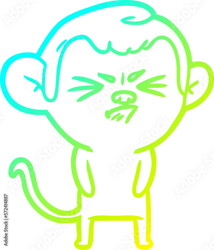 cold gradient line drawing cartoon annoyed monkey