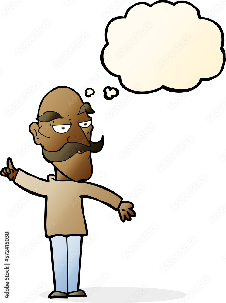 cartoon old man telling story with thought bubble cartoon old man telling story with thought bubble
