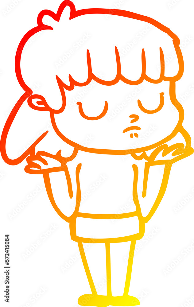 warm gradient line drawing cartoon indifferent woman warm gradient line drawing cartoon indifferent woman