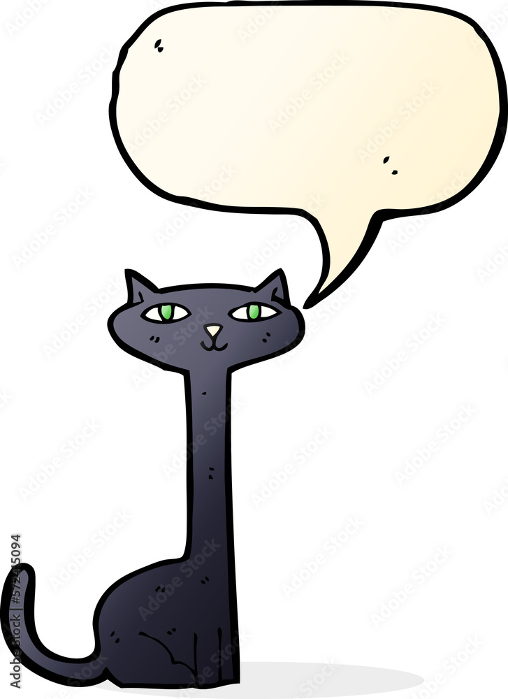 cartoon black cat with speech bubble cartoon black cat with speech bubble