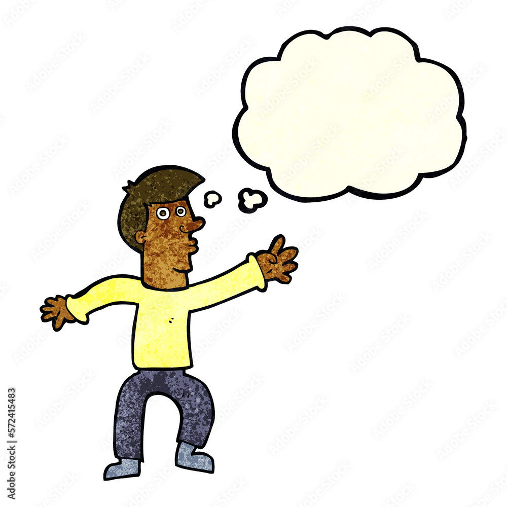 cartoon reaching man with thought bubble cartoon reaching man with thought bubble