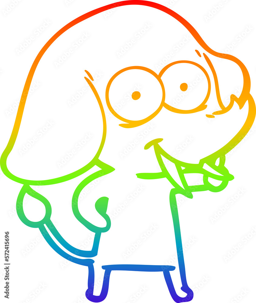 rainbow gradient line drawing happy cartoon elephant rainbow gradient line drawing happy cartoon elephant
