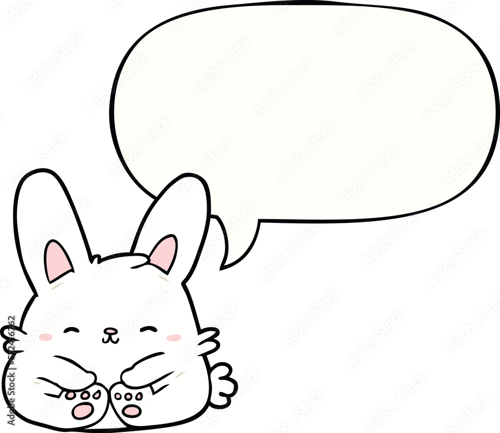 cute cartoon bunny rabbit and speech bubble cute cartoon bunny rabbit and speech bubble