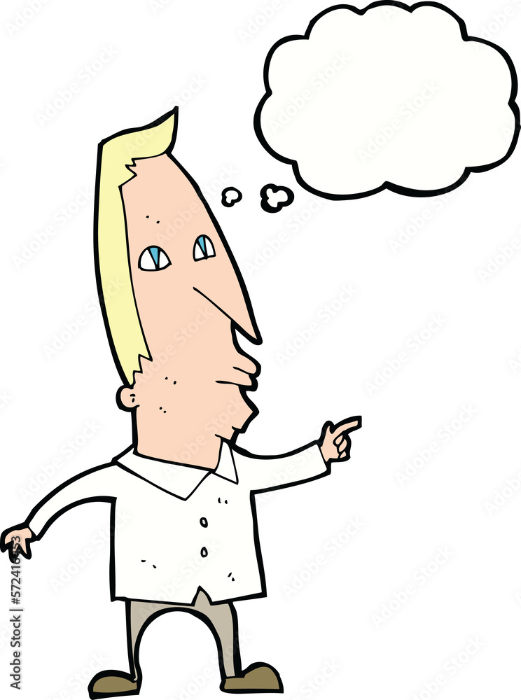 cartoon pointing man with thought bubble cartoon pointing man with thought bubble