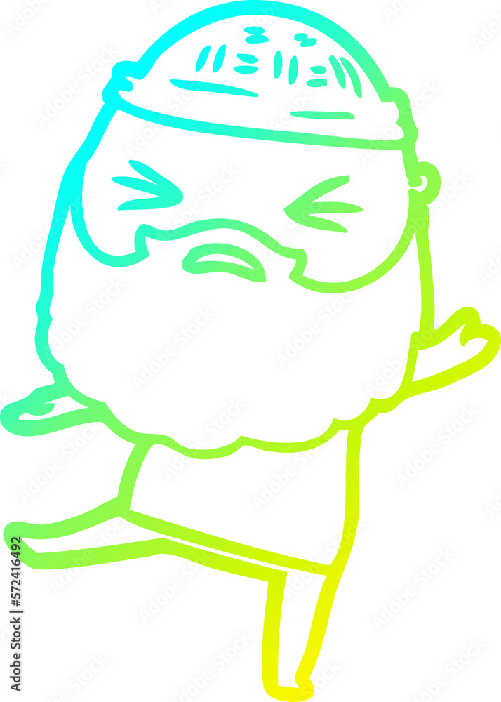 Fototapeta premium cold gradient line drawing cartoon man with beard