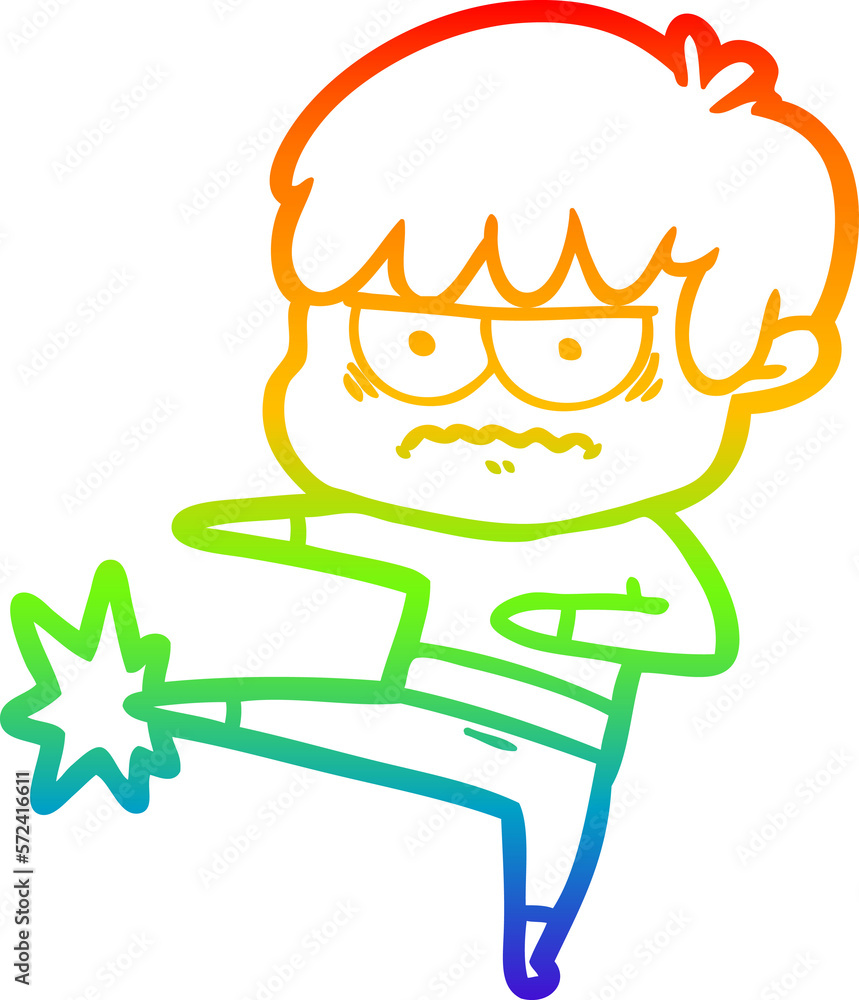 rainbow gradient line drawing annoyed cartoon boy rainbow gradient line drawing annoyed cartoon boy
