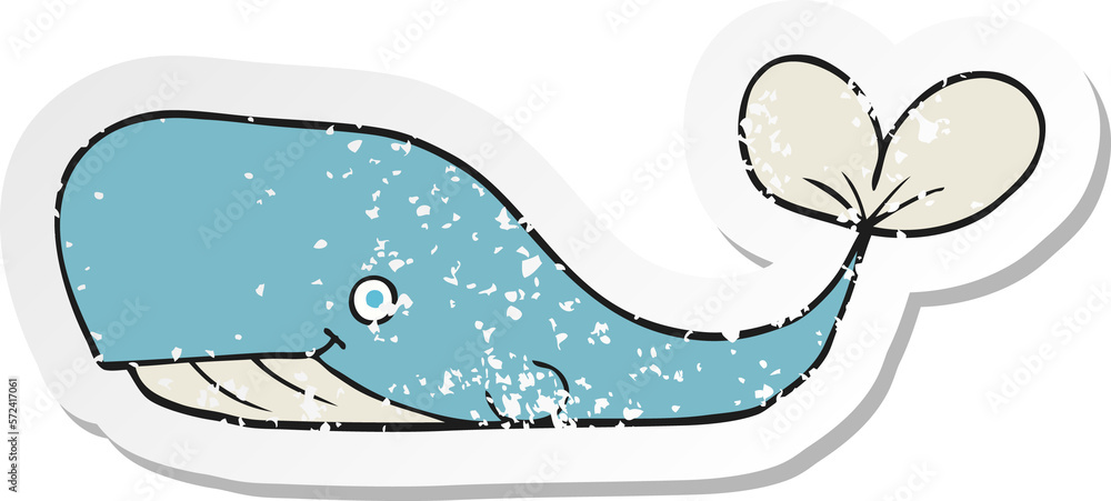 retro distressed sticker of a cartoon whale retro distressed sticker of a cartoon whale