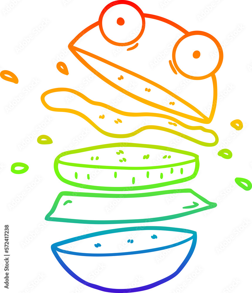 rainbow gradient line drawing cartoon amazing burger rainbow gradient line drawing cartoon amazing burger