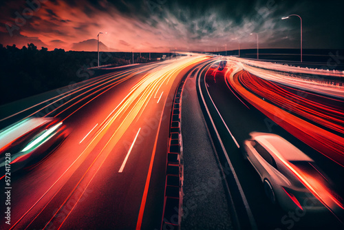 Wallpaper Mural Dynamik und Bewegung: Langzeitbelichtung der Autobahn - Generative Ai Torontodigital.ca