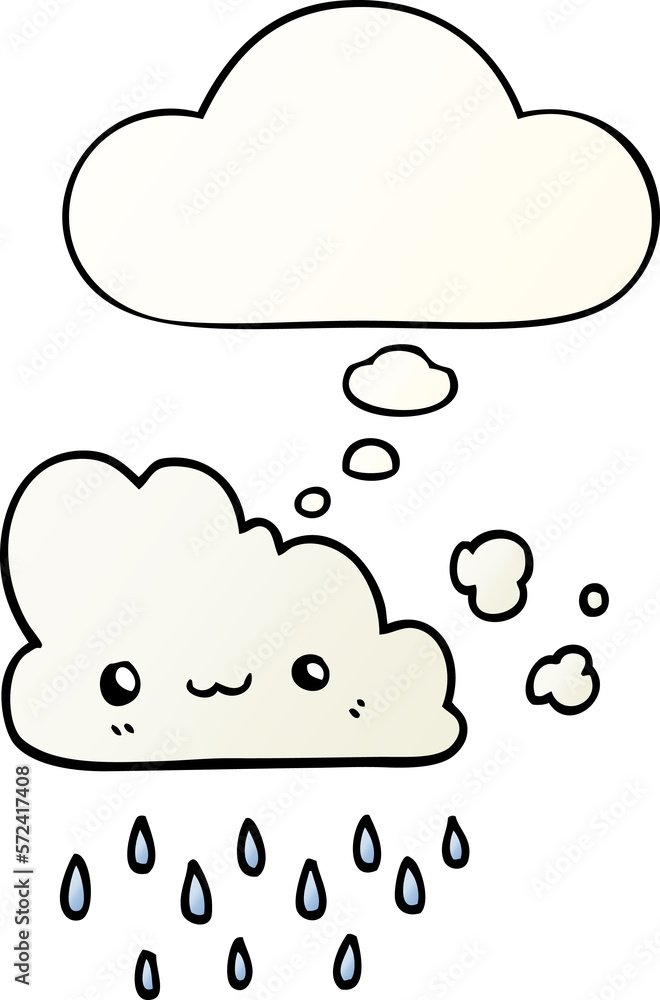 cartoon storm cloud and thought bubble in smooth gradient style cartoon storm cloud and thought bubble in smooth gradient style