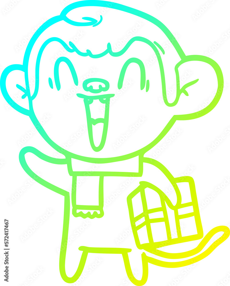 cold gradient line drawing cartoon laughing monkey cold gradient line drawing cartoon laughing monkey