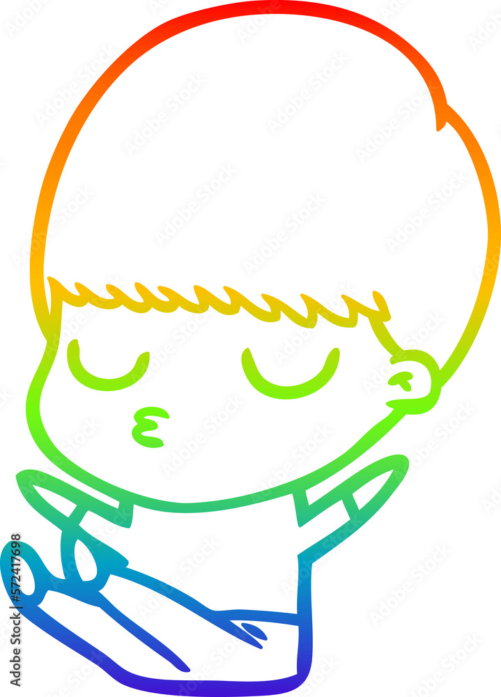 rainbow gradient line drawing cartoon calm boy rainbow gradient line drawing cartoon calm boy