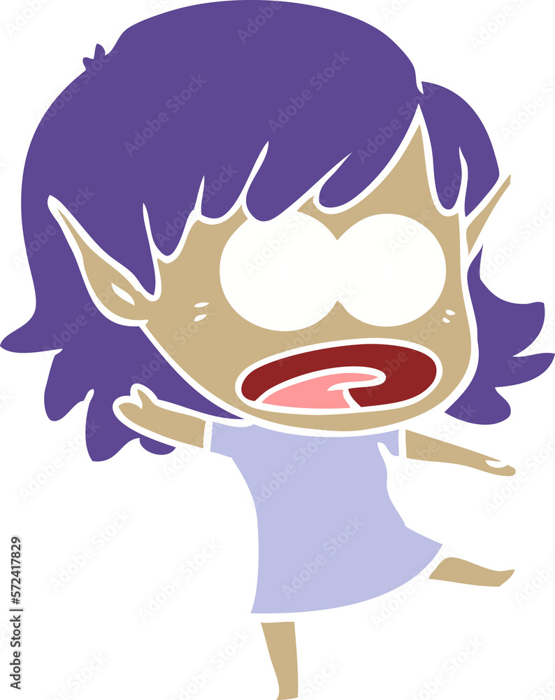 flat color style cartoon shocked elf girl flat color style cartoon shocked elf girl