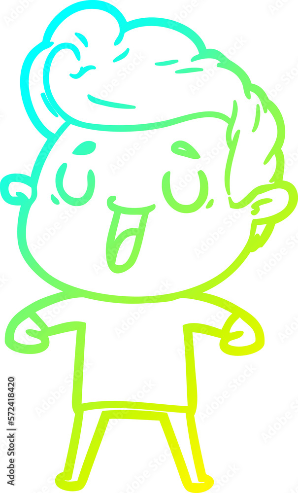 cold gradient line drawing happy cartoon man cold gradient line drawing happy cartoon man