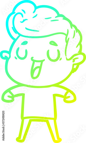 cold gradient line drawing happy cartoon man