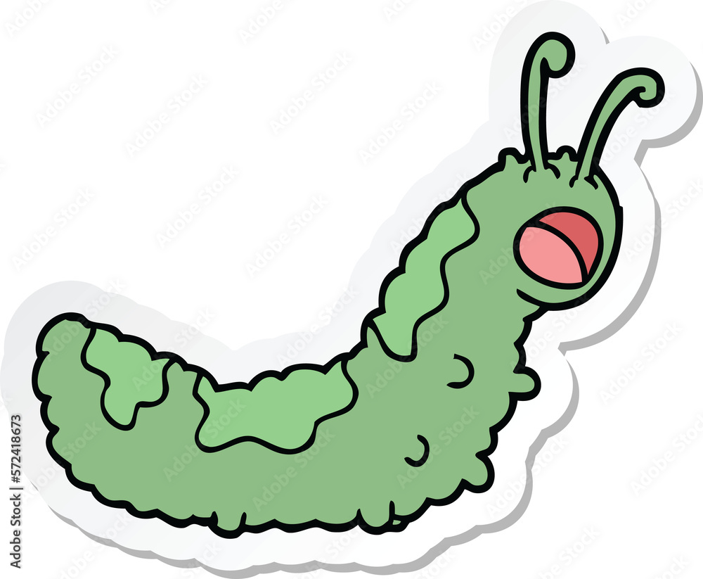 Obraz premium sticker of a funny cartoon caterpillar