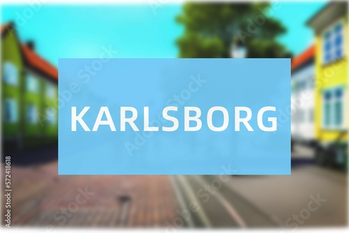 Karlsborg: Der Name der schwedischen Stadt Karlsborg in der Region Västra Götaland vor einem Hintergrundbild photo