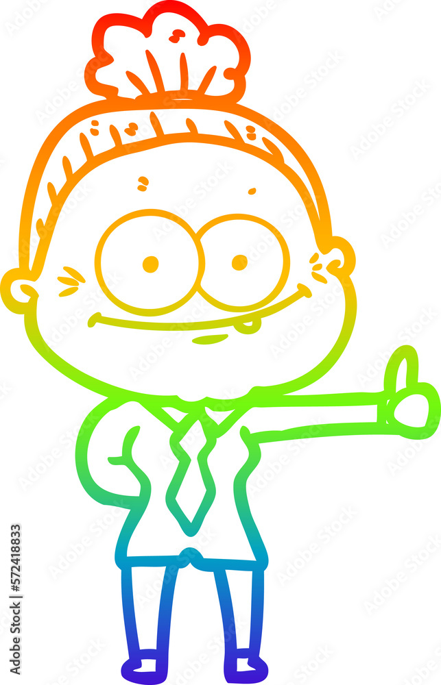 rainbow gradient line drawing cartoon happy old woman rainbow gradient line drawing cartoon happy old woman