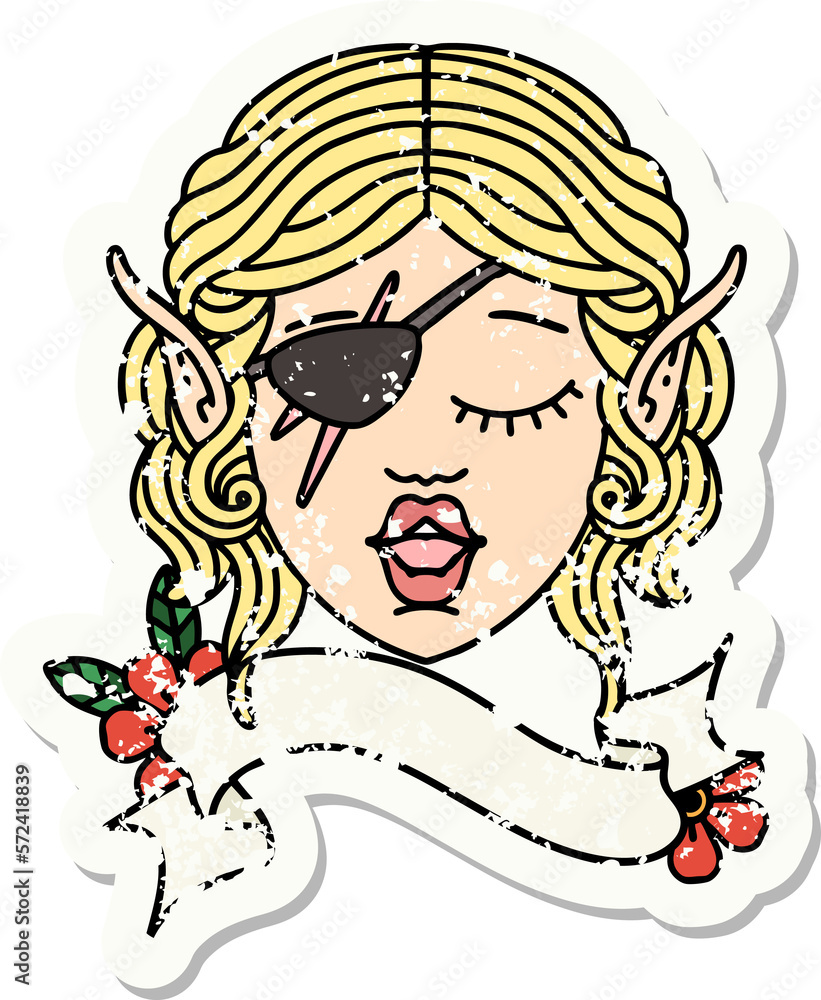 elf rogue character face grunge sticker elf rogue character face grunge sticker
