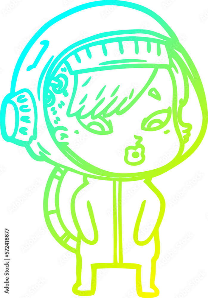 cold gradient line drawing cartoon astronaut woman cold gradient line drawing cartoon astronaut woman