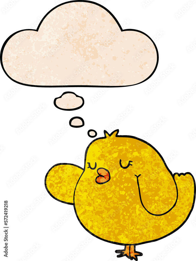 cartoon bird and thought bubble in grunge texture pattern style cartoon bird and thought bubble in grunge texture pattern style