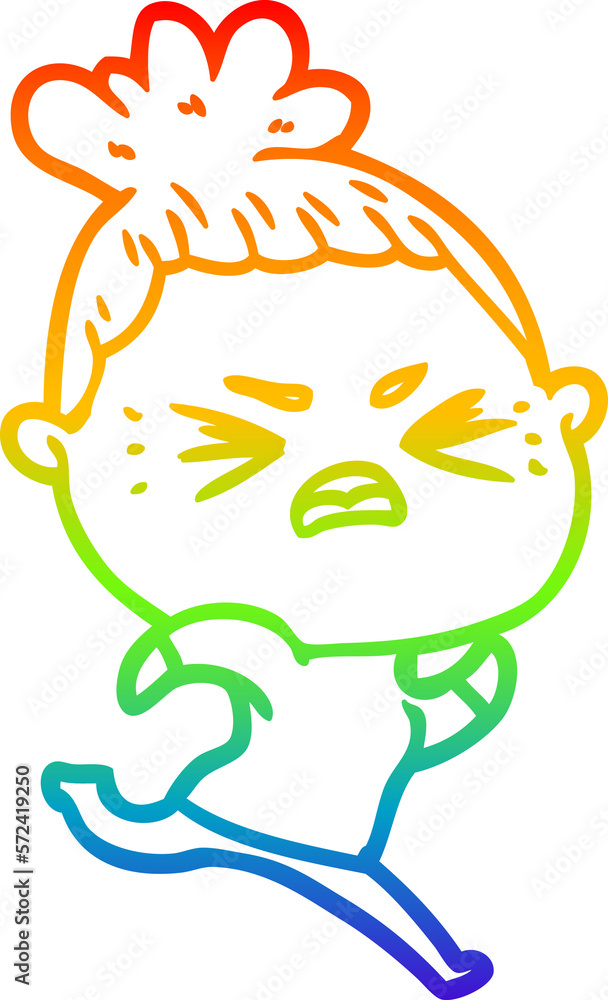 rainbow gradient line drawing cartoon angry woman rainbow gradient line drawing cartoon angry woman