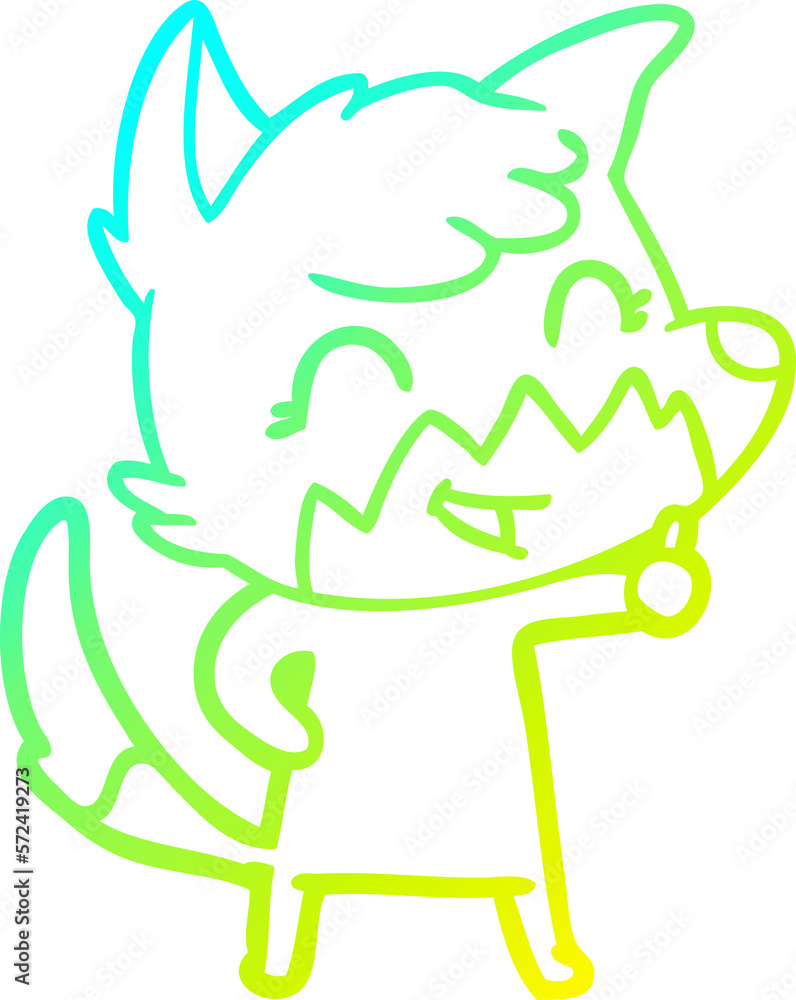 cold gradient line drawing happy cartoon fox cold gradient line drawing happy cartoon fox