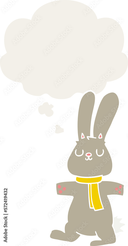 cartoon rabbit and thought bubble in retro style cartoon rabbit and thought bubble in retro style