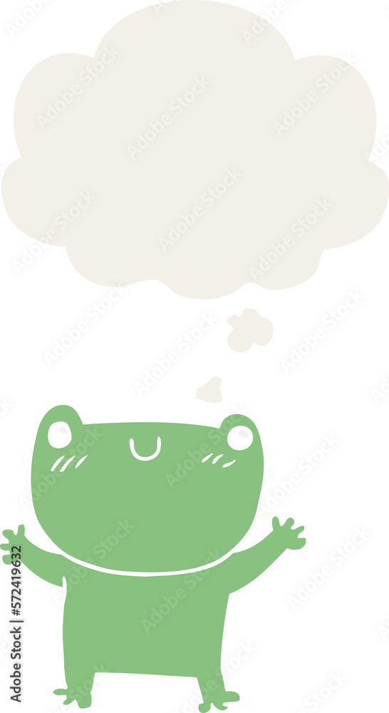 cartoon frog and thought bubble in retro style cartoon frog and thought bubble in retro style