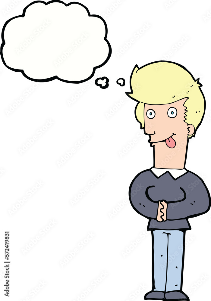 cartoon man sticking out tongue with thought bubble cartoon man sticking out tongue with thought bubble