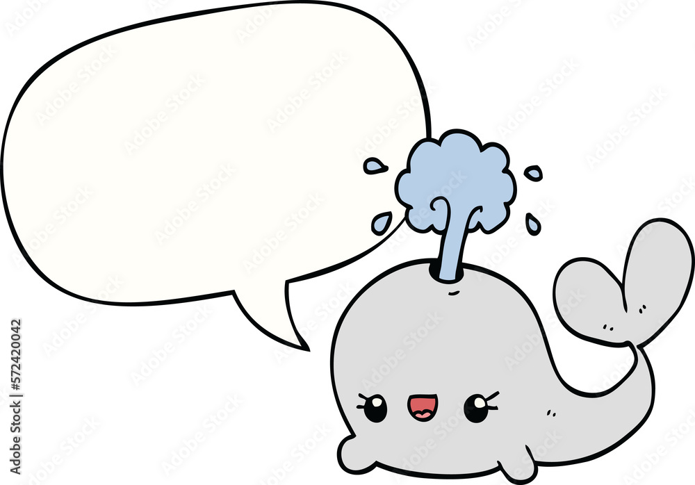 cute cartoon whale and speech bubble cute cartoon whale and speech bubble